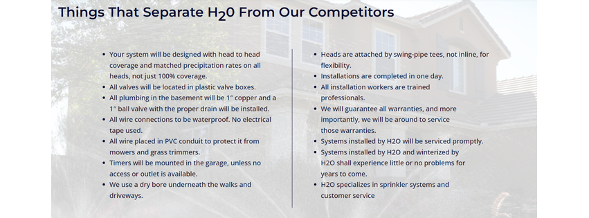 H2O Irrigation, Inc.